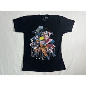 Naruto Anime Black Graphic Print Crew Neck Short Sleeve T-Shirt M